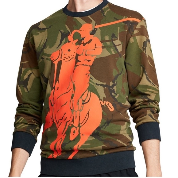 Polo Sport Ralph Lauren Military Army Camo Big Pony Pullover Sweater Sweatshirt - Picture 1 of 4